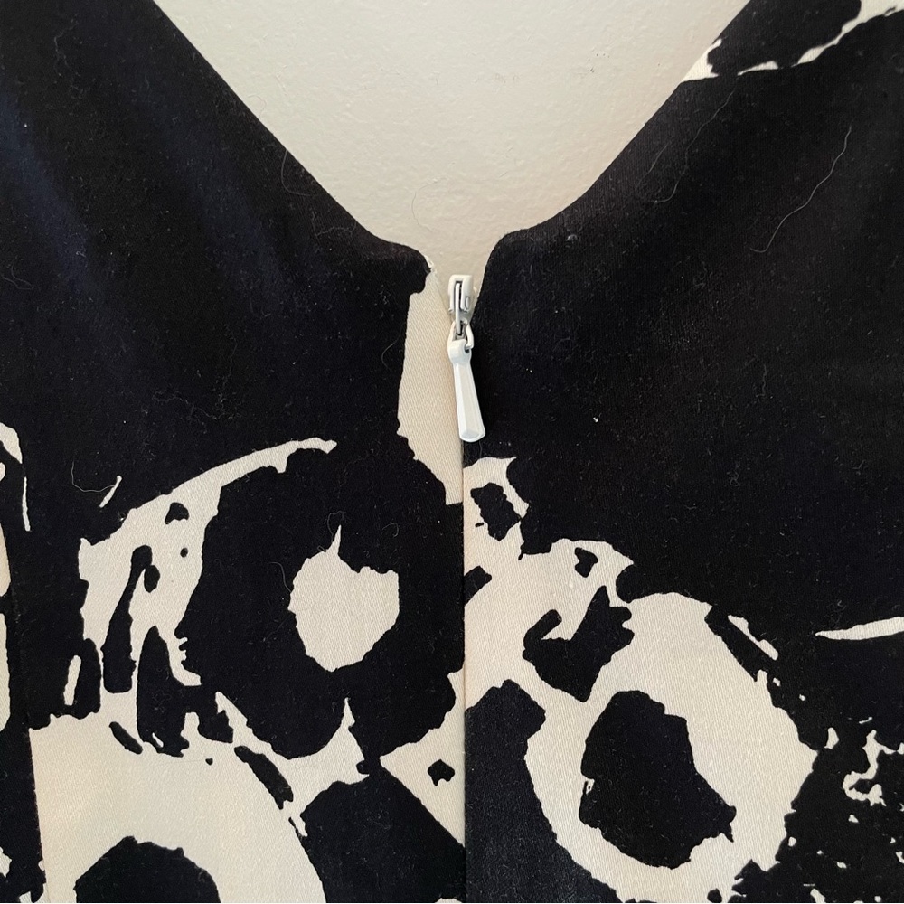 Nine West black & white flare midi sleeveless dress floral 9West petite size 2 - Picture 2 of 7